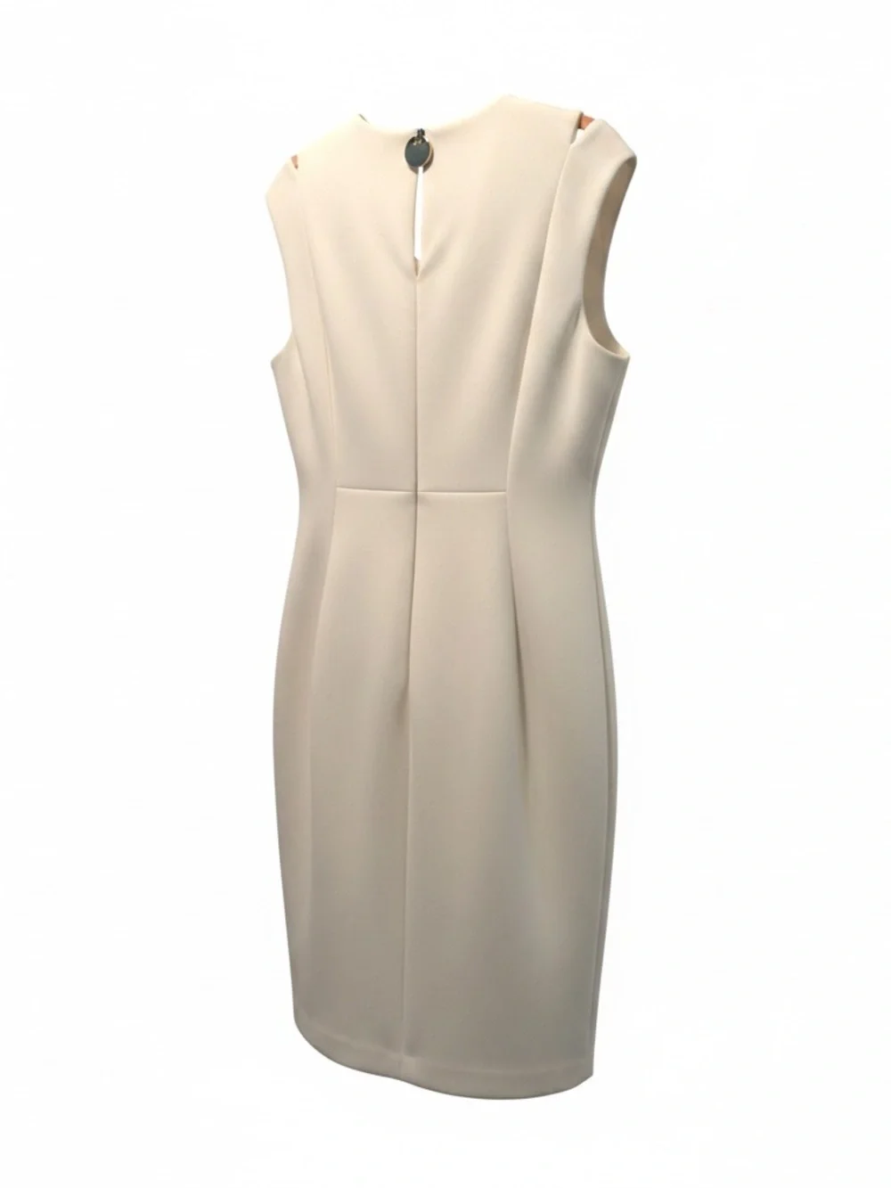Calvin Klein White Satin Asymmetrical Neck Sheath Dress size 12-NWOT - Picture 3 of 8